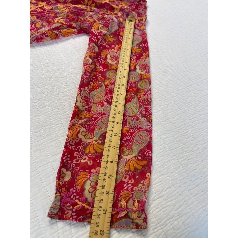 Raj Womens 100% Silk Long Sleeve Floral Tunic Cover-Up SZ L Boho Peasant - Picture 11 of 13
